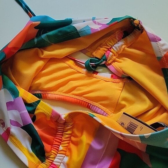 NEW BCBG PARIS XL CINCH SIDE TIE SEXY HAWAIIAN TROPICAL SWIM BOTTOMS X LARGE NWT - Picture 7 of 9